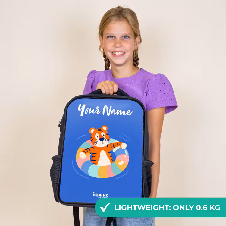 Kids backpack with name - Black - Tiger - Swimming Band - Water — 9
