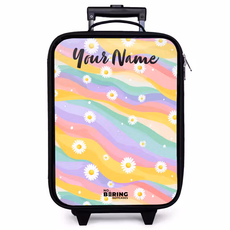 Children's suitcase with name - Daisies - Colorful - Pastel — 1