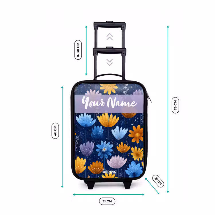 Children's suitcase with name - Flowers - Pattern - Blue — 3