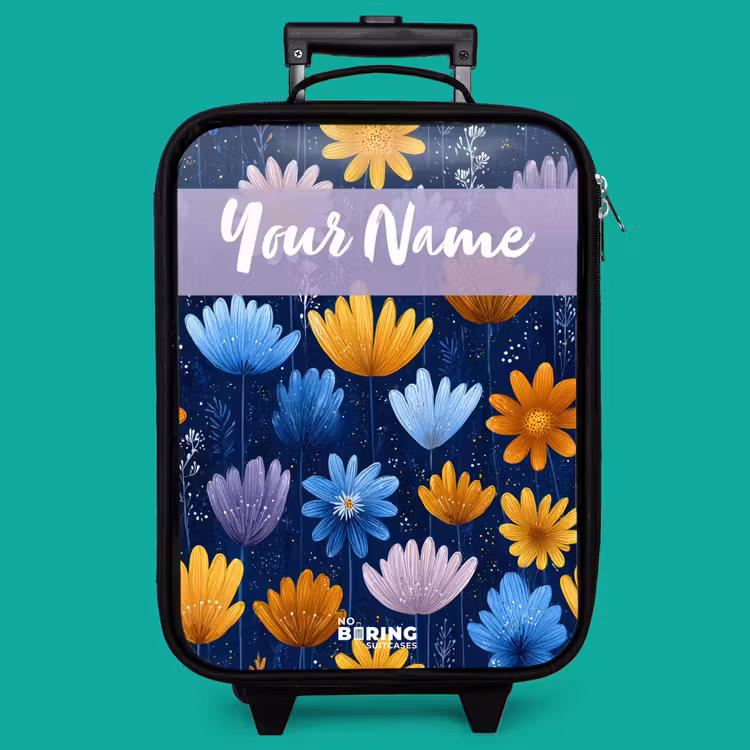 Children's suitcase with name - Flowers - Pattern - Blue — 4