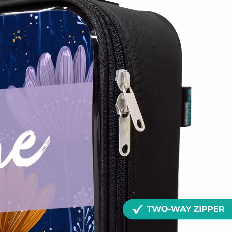 Children's suitcase with name - Flowers - Pattern - Blue — 6