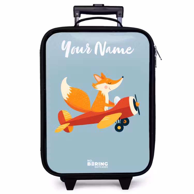 Children's suitcase with name - Fox - Airplane - Flies — 1