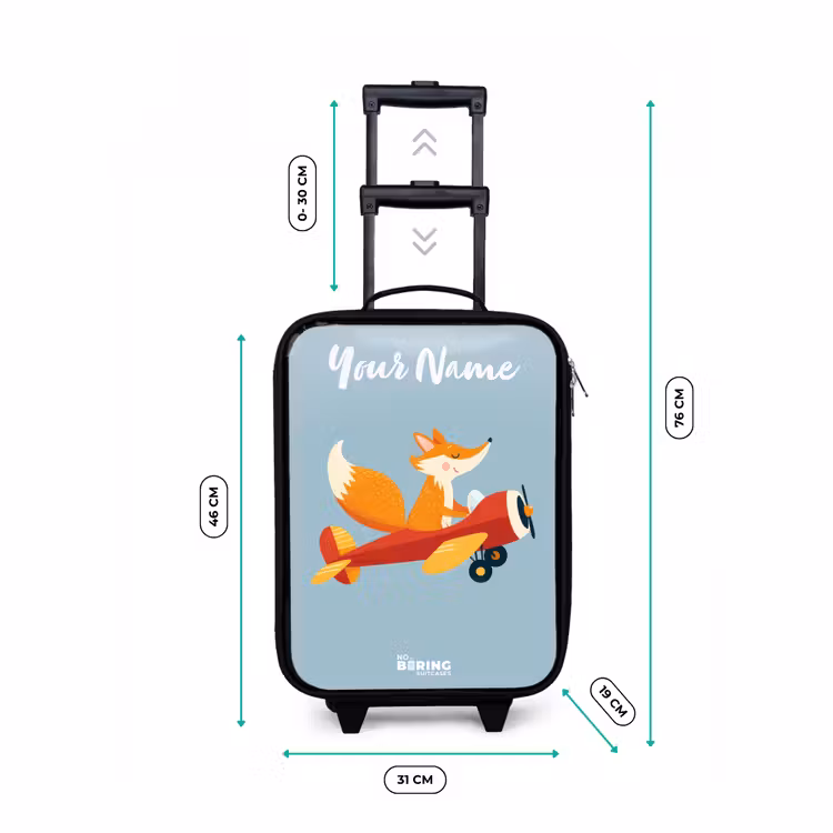 Children's suitcase with name - Fox - Airplane - Flies — 3