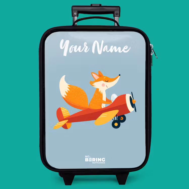 Children's suitcase with name - Fox - Airplane - Flies — 4
