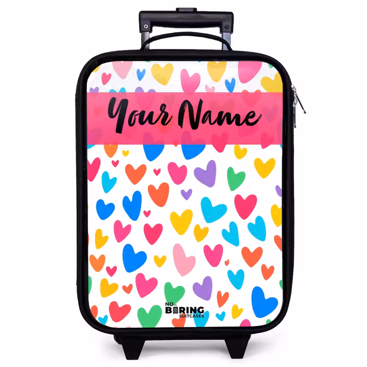 Children's suitcase with name - Hearts - Colorful - Pattern — 1