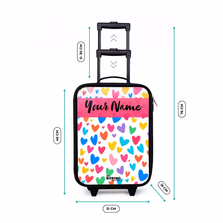 Children's suitcase with name - Hearts - Colorful - Pattern — 3