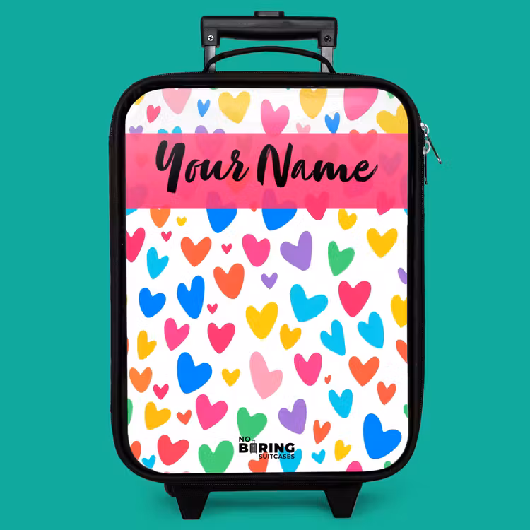 Children's suitcase with name - Hearts - Colorful - Pattern — 4