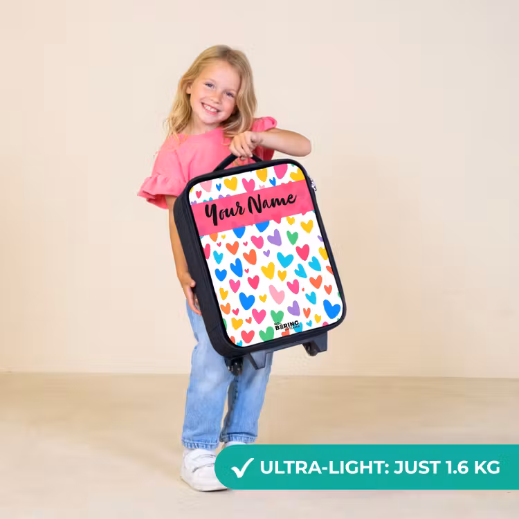 Children's suitcase with name - Hearts - Colorful - Pattern — 5