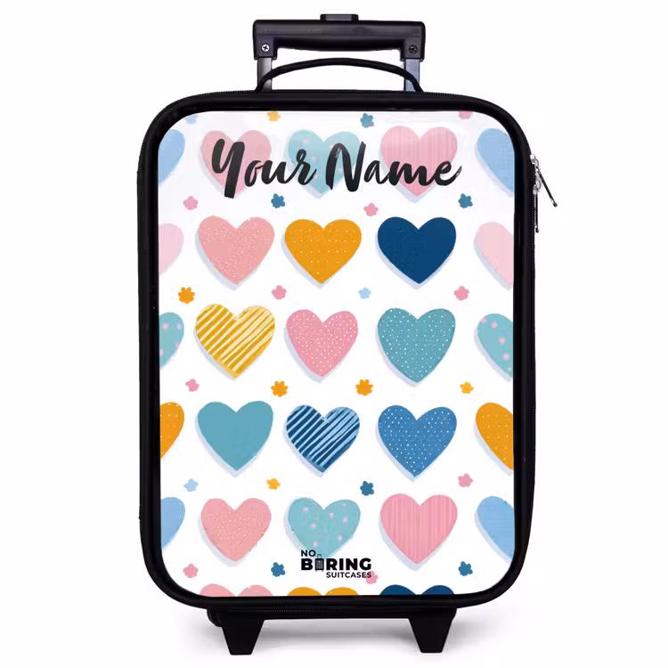 Children's suitcase with name - Hearts - Pastel - Pattern — 1