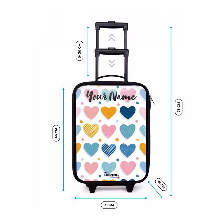 Children's suitcase with name - Hearts - Pastel - Pattern — 3