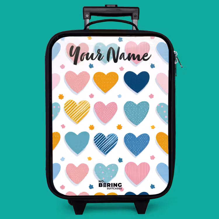 Children's suitcase with name - Hearts - Pastel - Pattern — 4