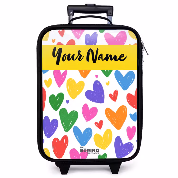 Children's suitcase with name - Hearts - Pattern - Colorful — 1
