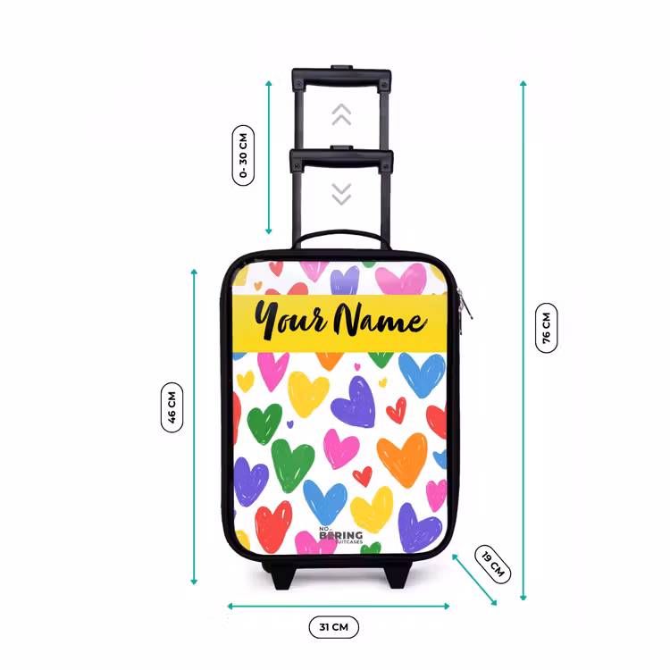 Children's suitcase with name - Hearts - Pattern - Colorful — 3