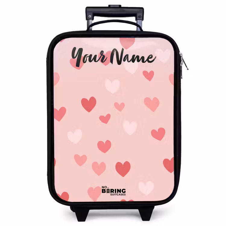 Children's suitcase with name - Hearts - Pattern - Pink — 1