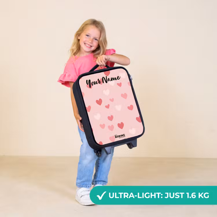 Children's suitcase with name - Hearts - Pattern - Pink — 5
