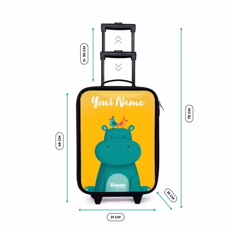 Children's suitcase with name - Hippo - Birds - Yellow — 3