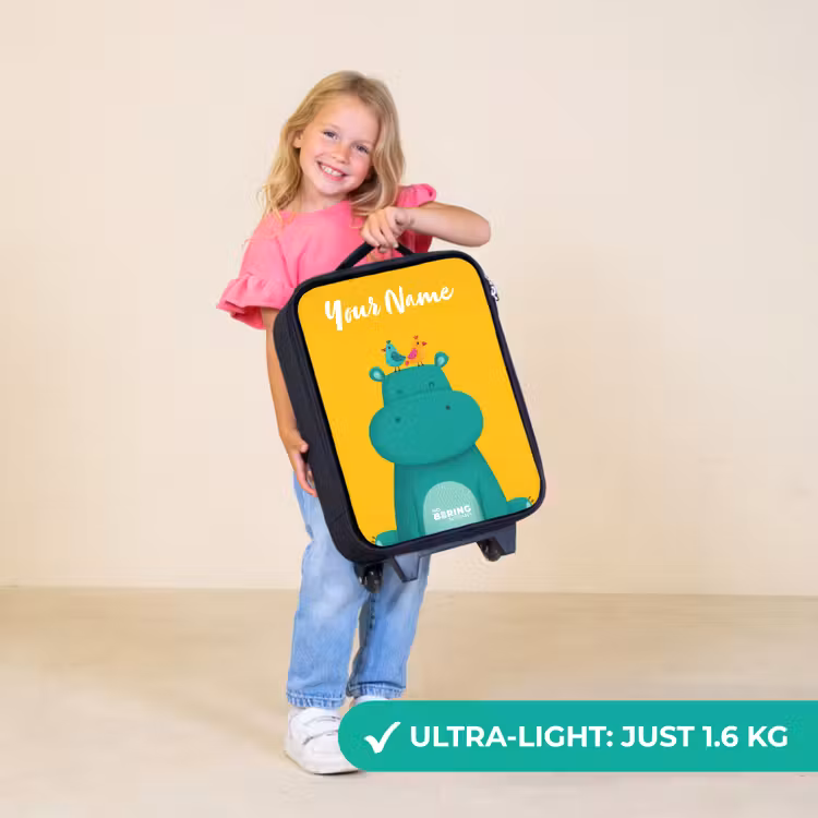 Children's suitcase with name - Hippo - Birds - Yellow — 5