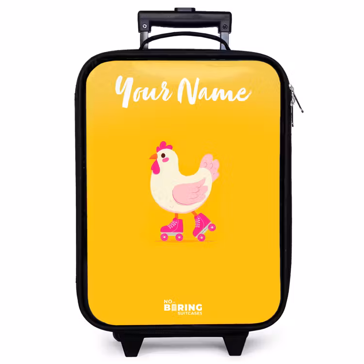 Children's suitcase with name - Kip - Roller skates - Yellow — 1