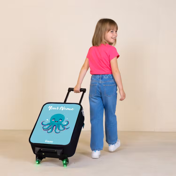 Children's suitcase with name - Octopus - Water - Blue — 2