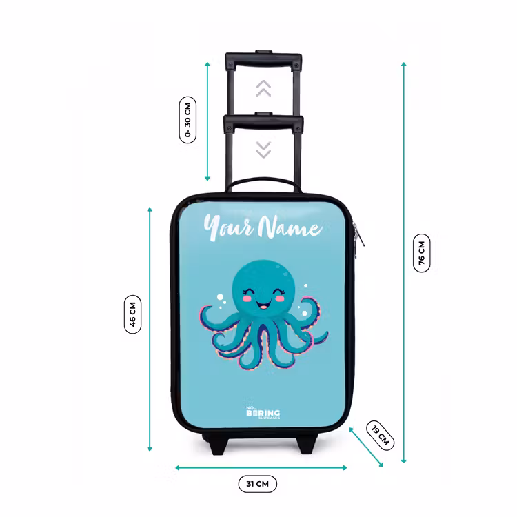 Children's suitcase with name - Octopus - Water - Blue — 3