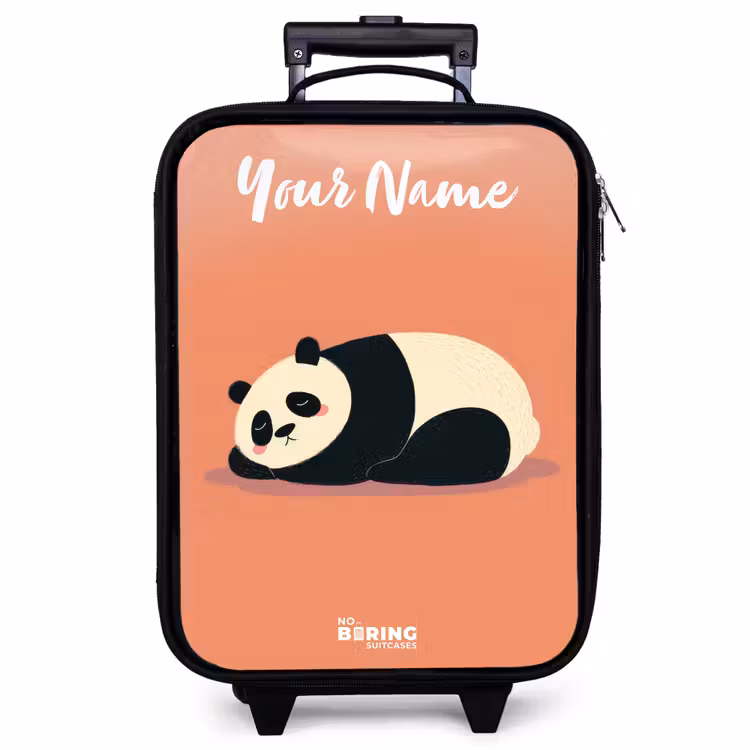 Children's suitcase with name - Panda - Sleeping - Orange — 1