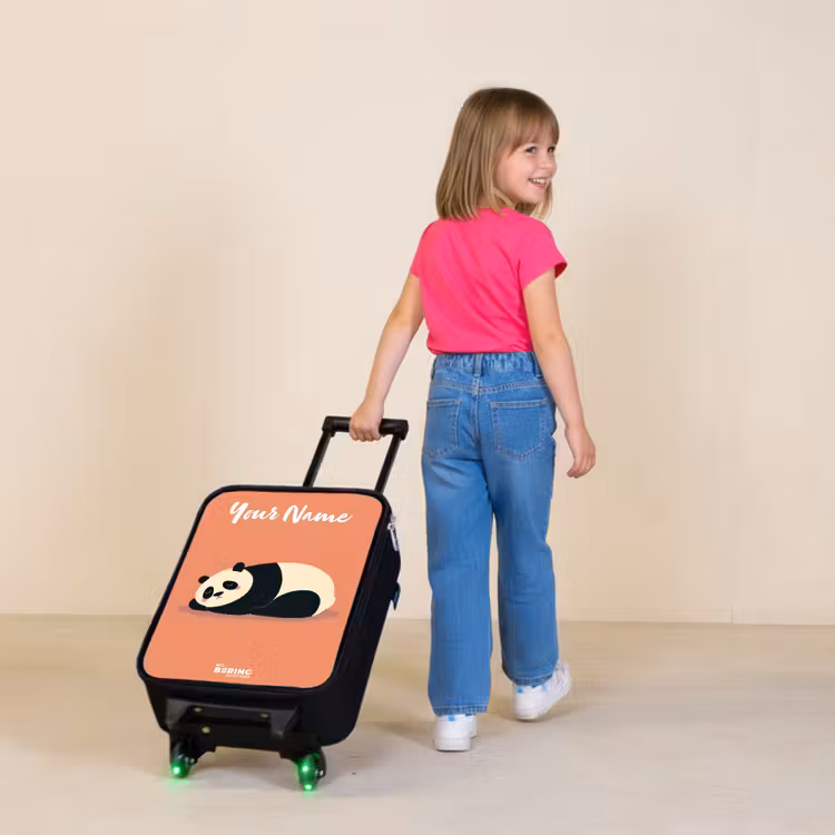 Children's suitcase with name - Panda - Sleeping - Orange — 2