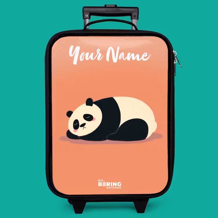 Children's suitcase with name - Panda - Sleeping - Orange — 4
