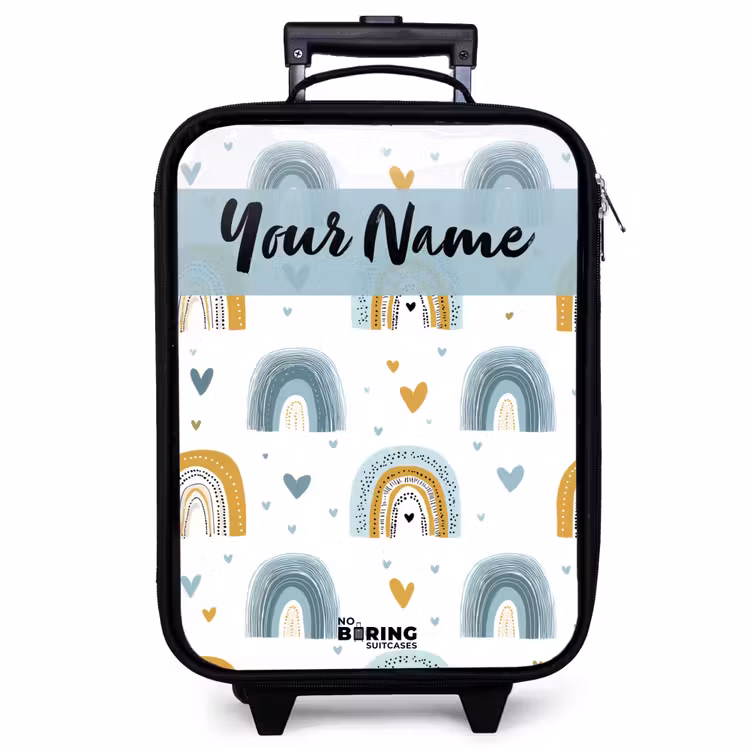 Children's suitcase with name - Pattern - Rainbow - Hearts — 1