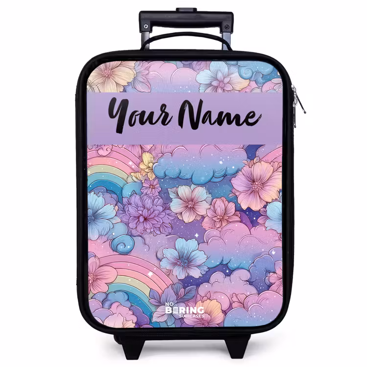 Children's suitcase with name - Rainbows - Flowers - Colorful — 1