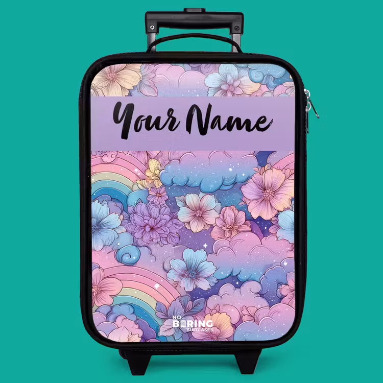 Children's suitcase with name - Rainbows - Flowers - Colorful — 4