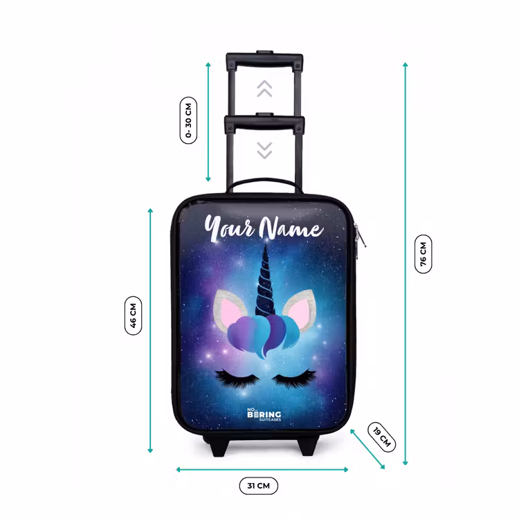 Children's suitcase with name - Unicorn - Stars - Blue — 3
