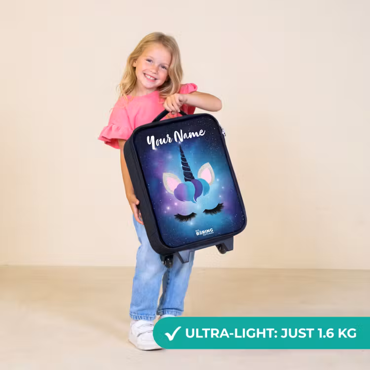 Children's suitcase with name - Unicorn - Stars - Blue — 5