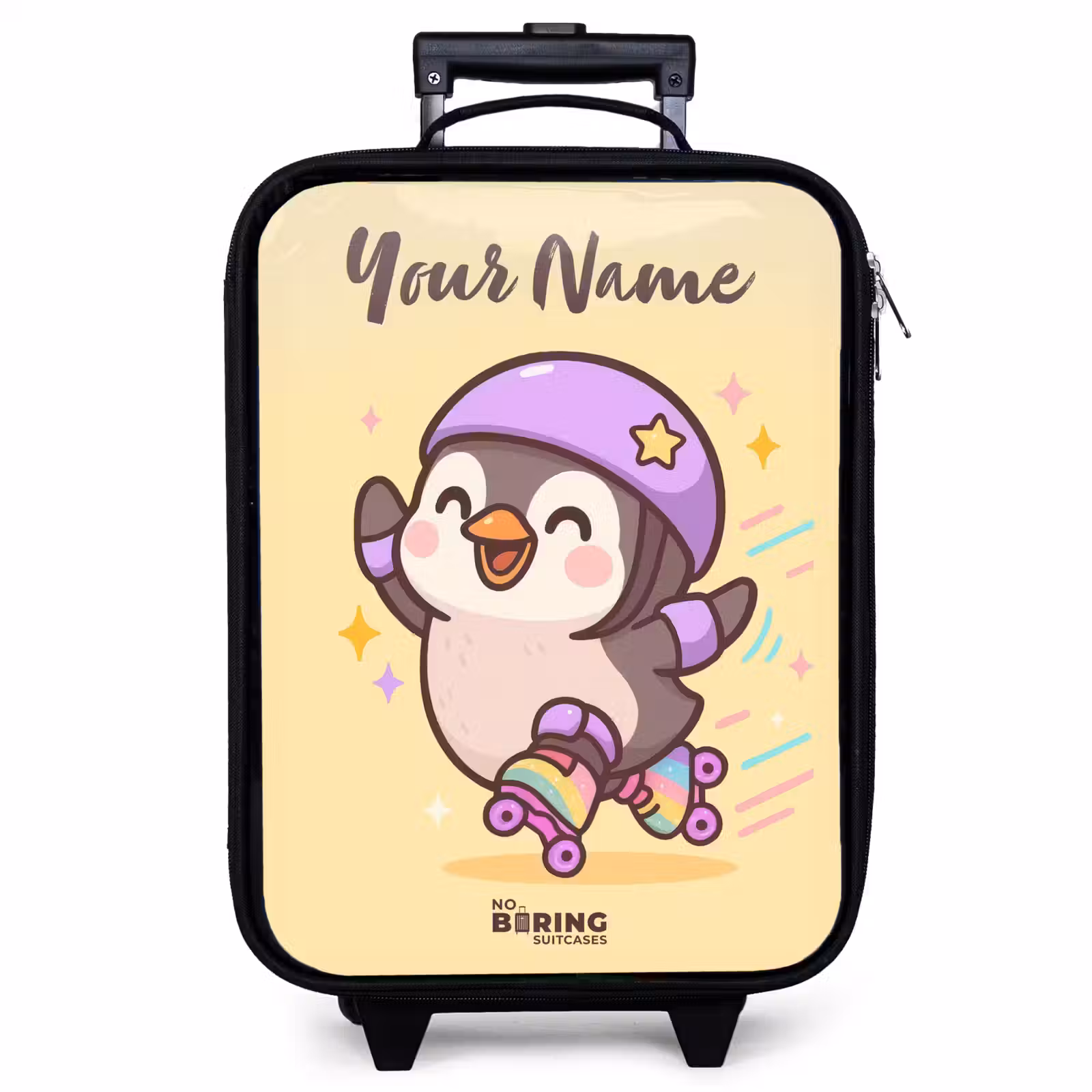 Children's suitcase with name - Kawai - Penguin - Roller skates — 1