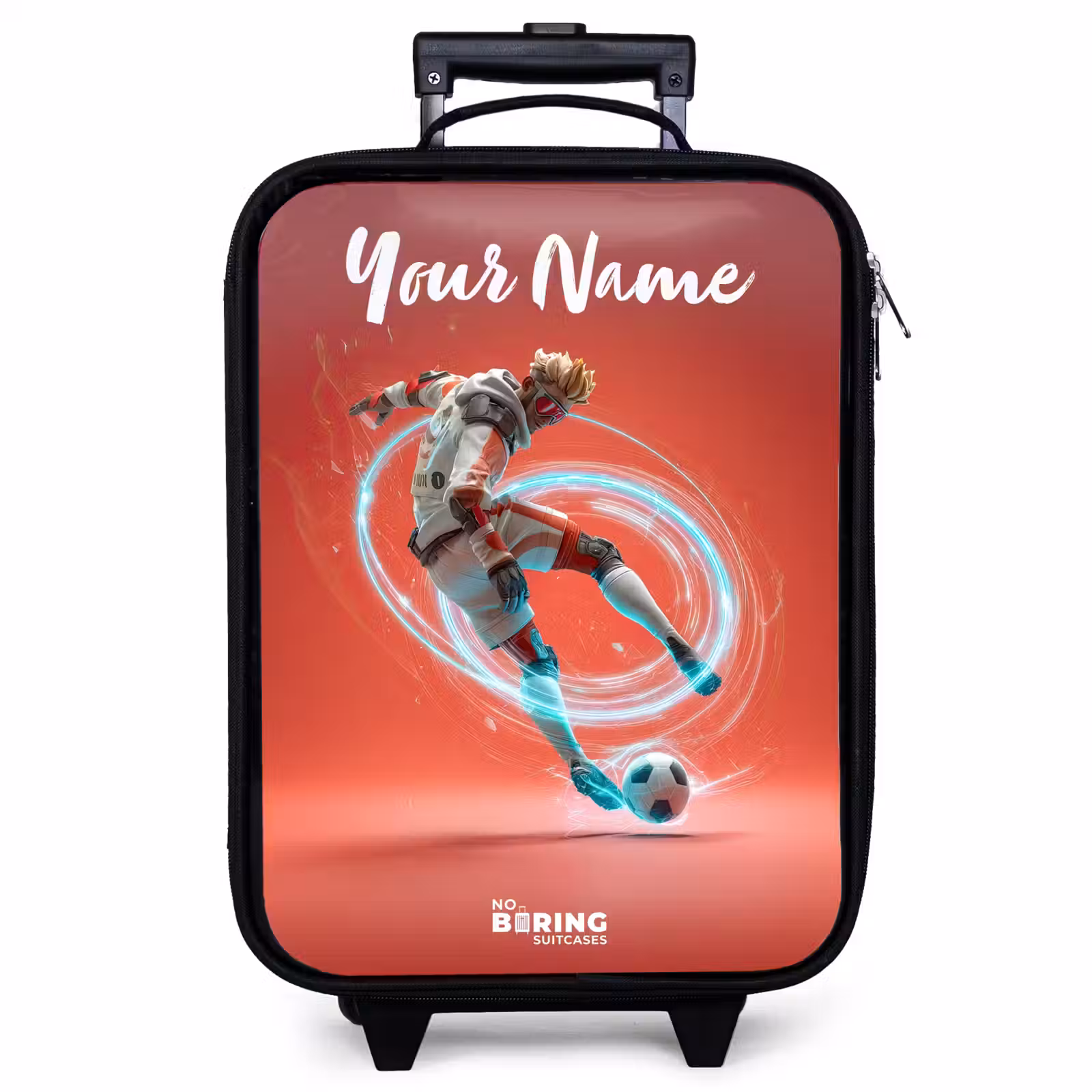 Children's suitcase with name - Soccer player - Ball - Light circle - Red — 1
