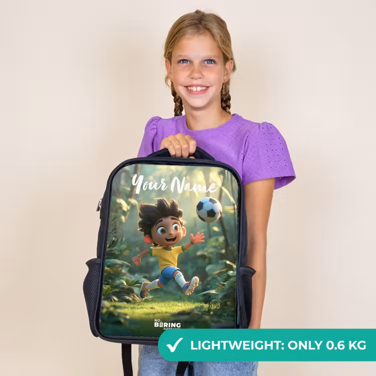 Kids backpack with name - Black - Boy - Football - Forest - Trees — 9