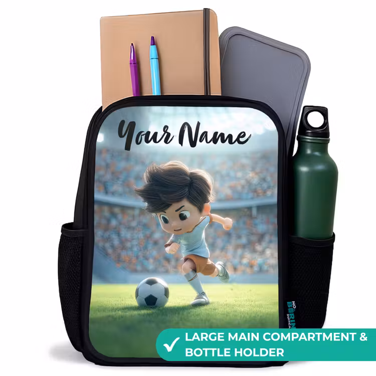 Kids backpack with name - Black - Boy - Stadium - Soccer - Sunlight — 10