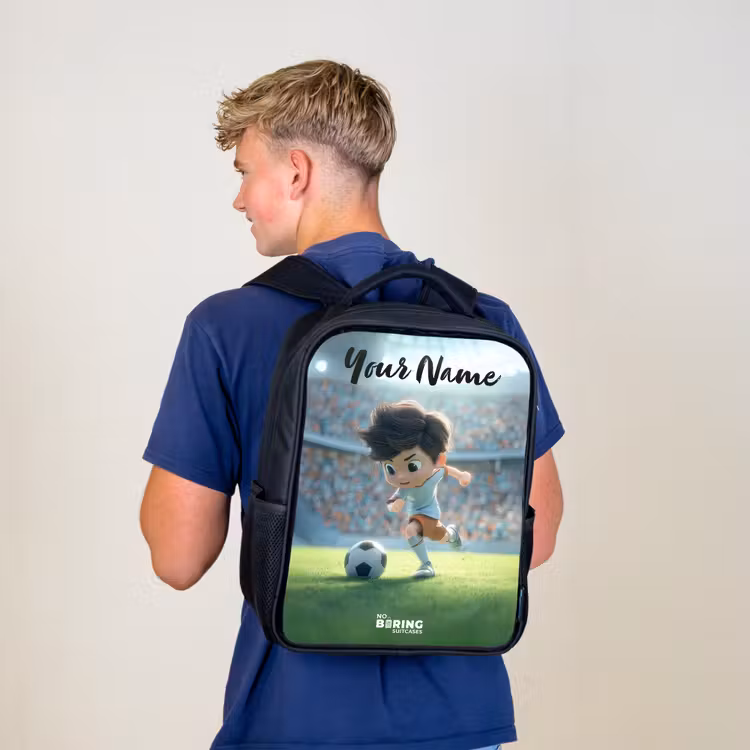 Kids backpack with name - Black - Boy - Stadium - Soccer - Sunlight — 5