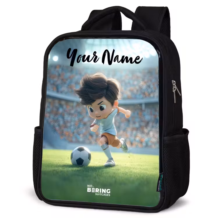 Kids backpack with name - Black - Boy - Stadium - Soccer - Sunlight — 6