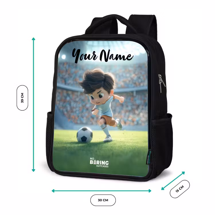 Kids backpack with name - Black - Boy - Stadium - Soccer - Sunlight — 8