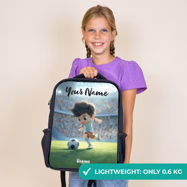 Kids backpack with name - Black - Boy - Stadium - Soccer - Sunlight — 9