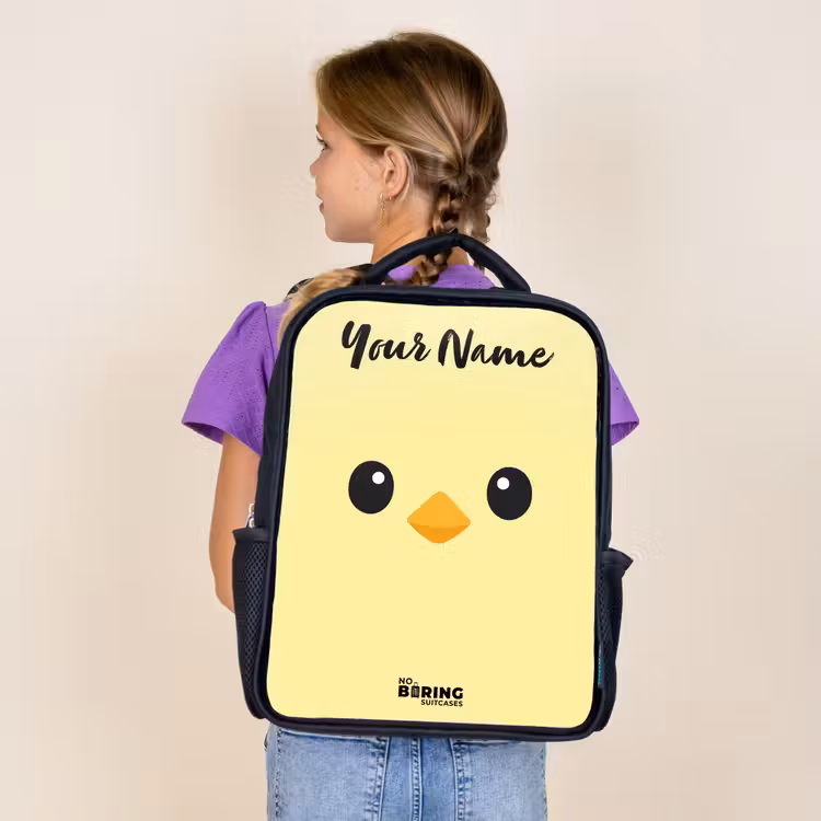 Kids backpack with name - Black - Kawai - Chick - Yellow — 4