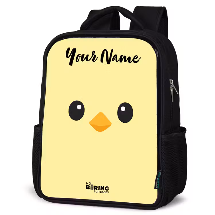 Kids backpack with name - Black - Kawai - Chick - Yellow — 6