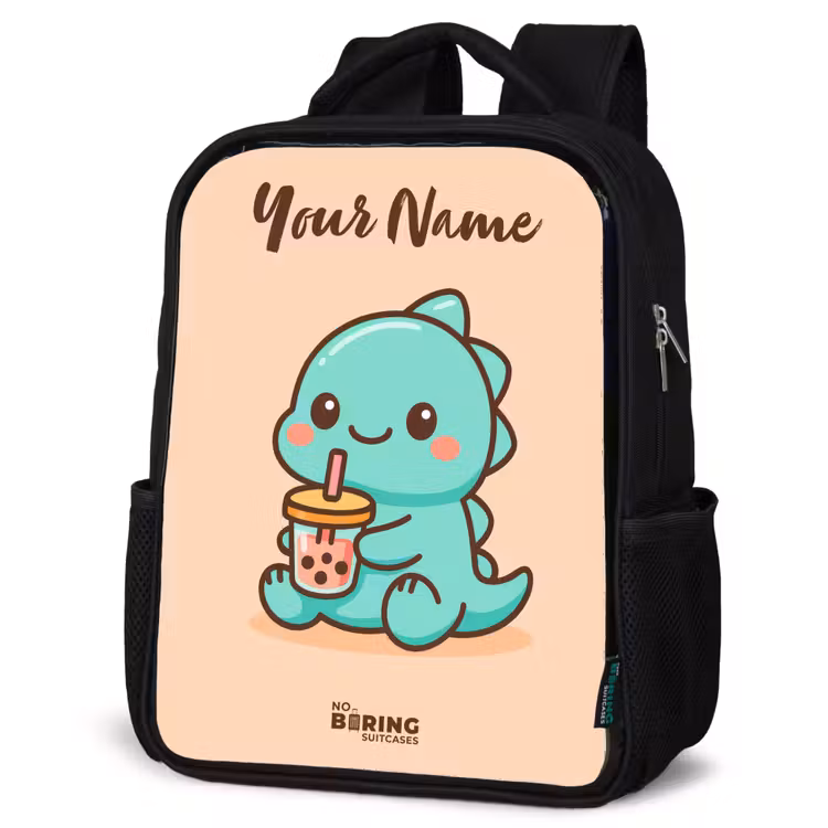 Kids backpack with name - Black - Kawai - Dino - Bubbletea — 6