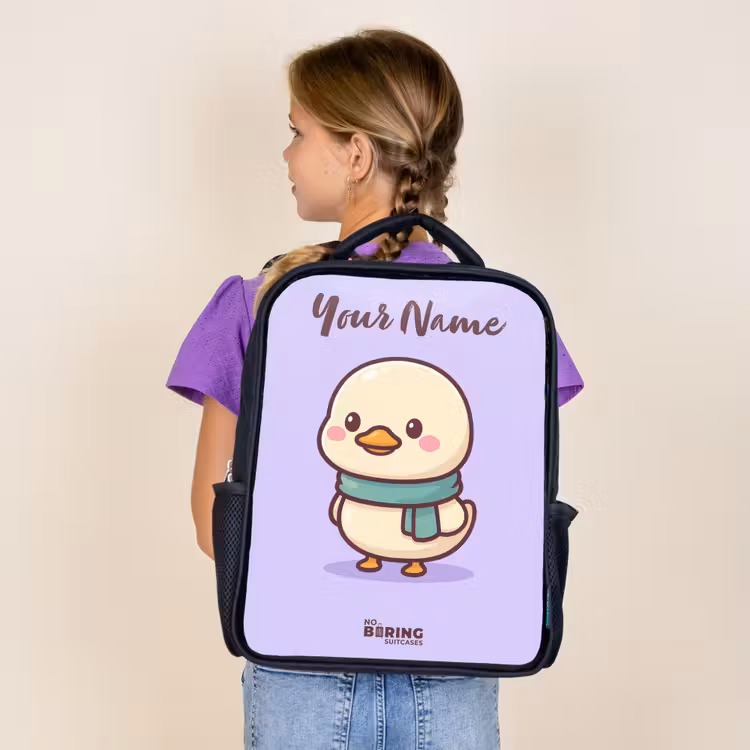 Kids backpack with name - Black - Kawai - Duck - Scarf — 4