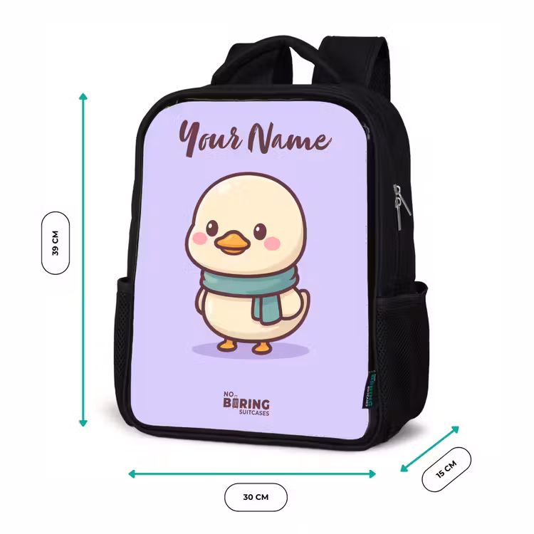 Kids backpack with name - Black - Kawai - Duck - Scarf — 8