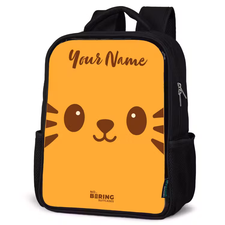 Kids backpack with name - Black - Kawai - Tiger - Orange — 6