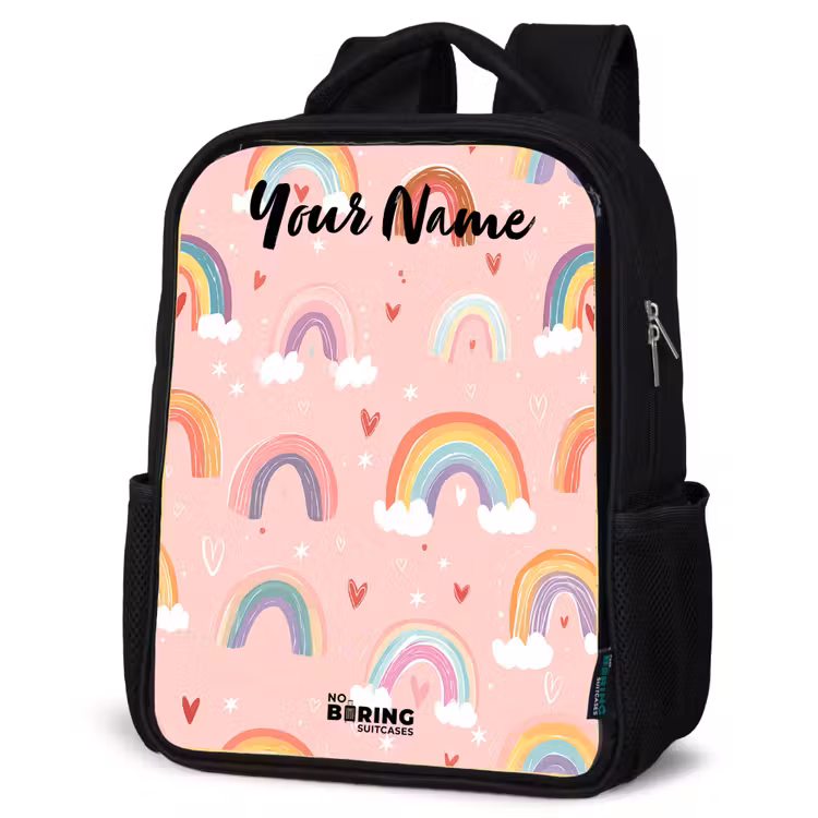 Kids backpack with name - Black - Rainbow - Pattern - Pastel — 6