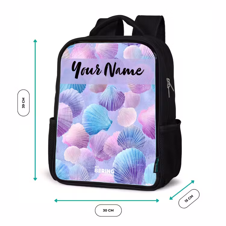 Kids backpack with name - Black - Shells - Purple - Blue - Pattern — 8