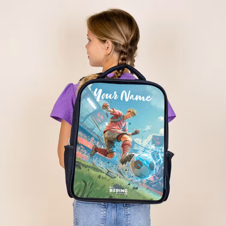 Kids backpack with name - Black - Stadium - Footballer - Ball - Electric — 4