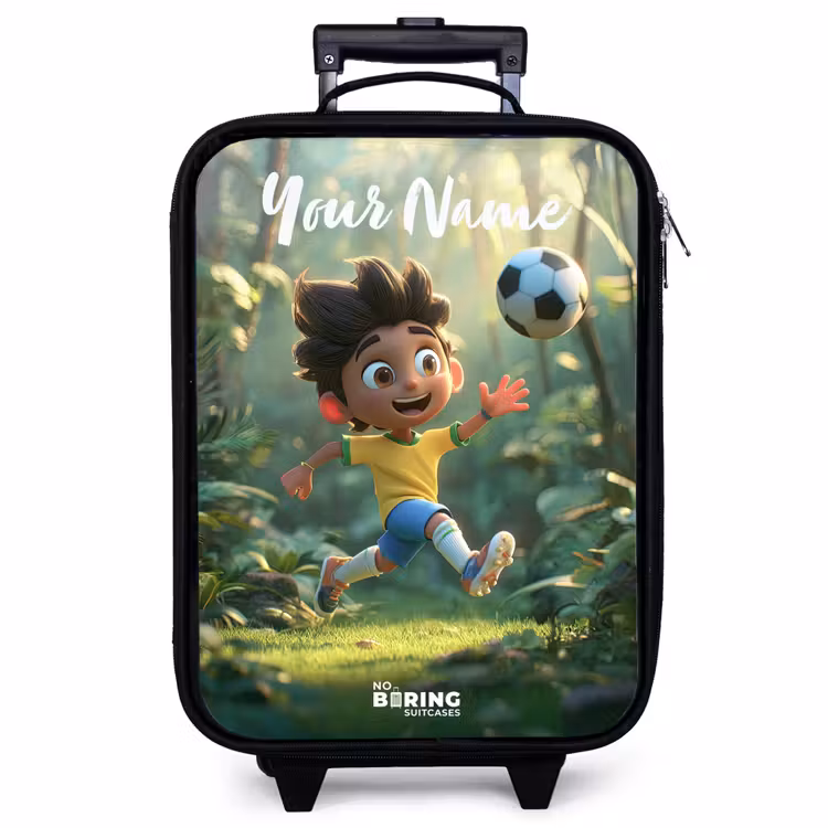 Children's suitcase with name - Boy - Football - Forest - Trees — 1
